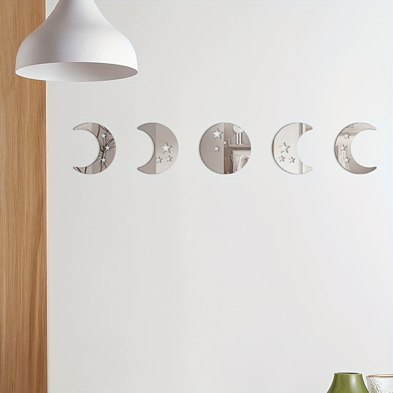 5 Pezzi Di Adesivi Specchio Decorativi Con Motivo Circolare, Luna