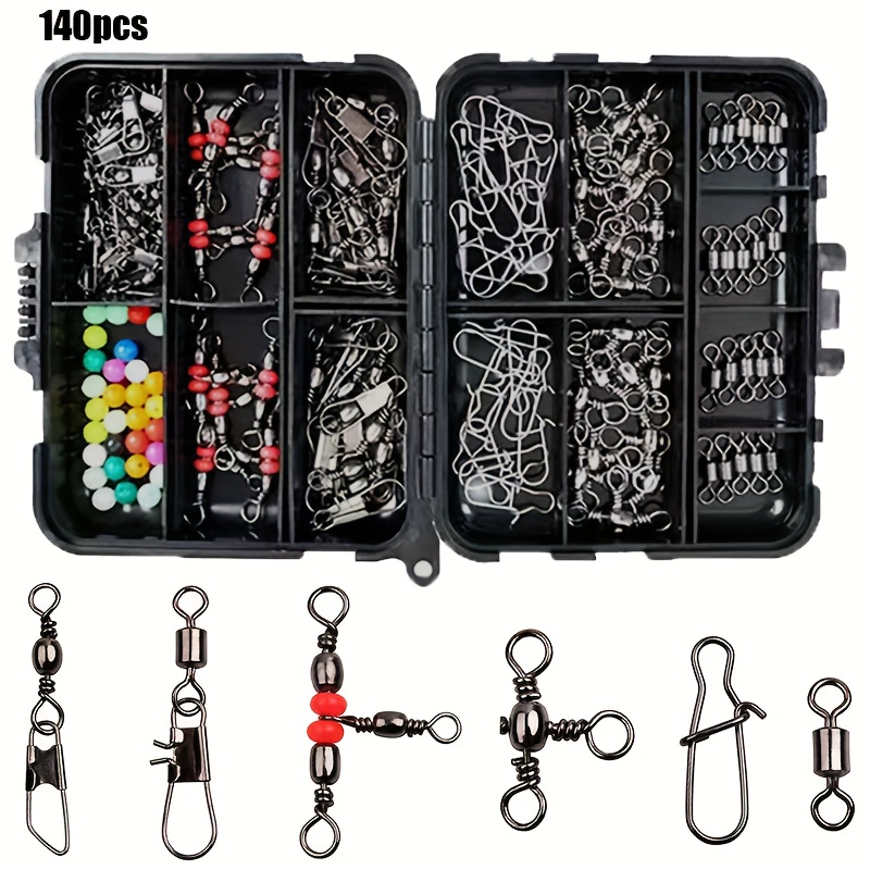 Image of 140/141pcs/box Outdoor Fishing Accessory Set, With Fishing Gear Box, Including 6 Different Shapes Of Fishing Gear Buckles And Multiple Colors Of Floats, The Needs Of