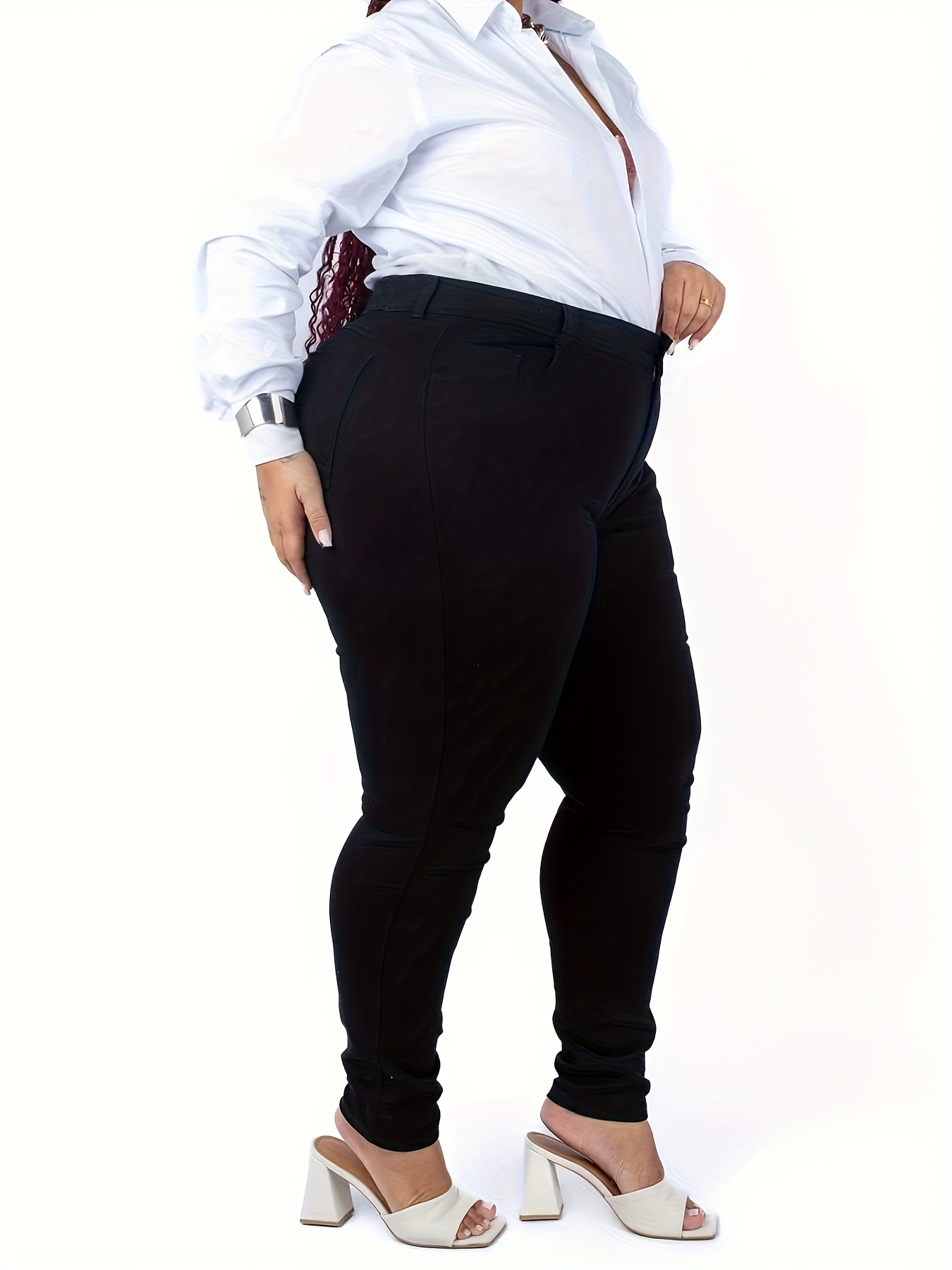 Grote maten skinny jeans met hoge taille voor dames