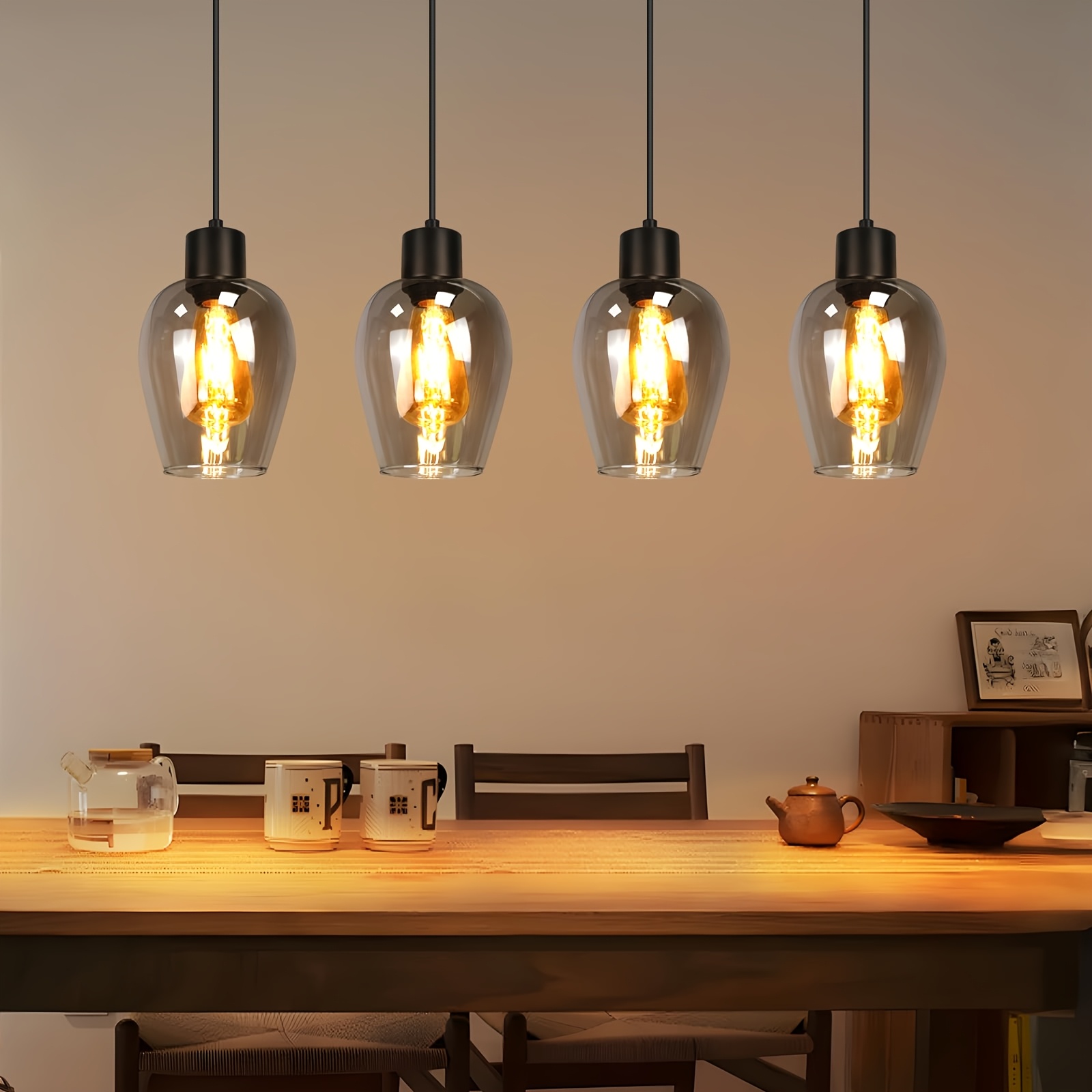 Image of Glass Pendant Lamp For , Hanging Dining Room Light, Vintage Living Room Chandelier, Perfect For Dining Tables, Dining Rooms, Kitchen Islands, Hotels, And Living Rooms. Bulbs Not Included.