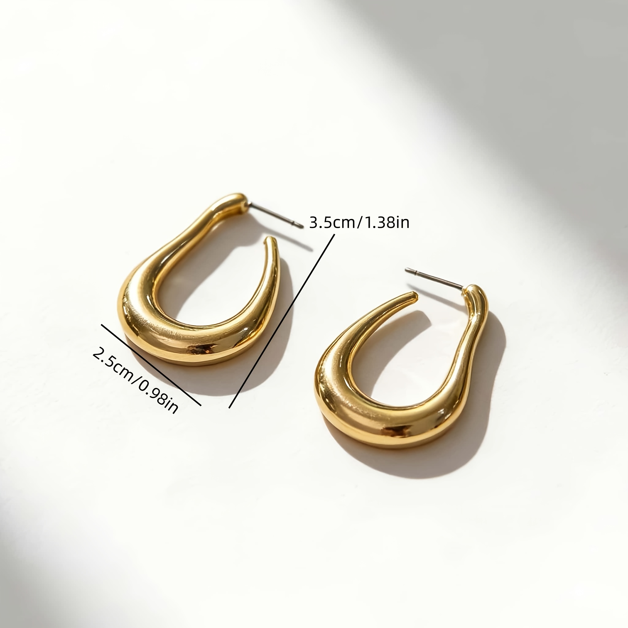 Women's Irregular U-Shaped Water Drop Earrings, Elegant Design