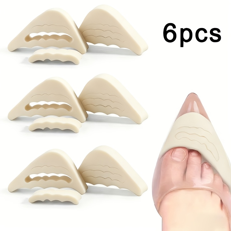 TEMU 3-pair Toe Pads, Soft Toe Cushions, Comfortable Shoe Forefoot Pads, Suitable For Women's High Heels, Flats, And Oversized Shoes, Daily Foot Care