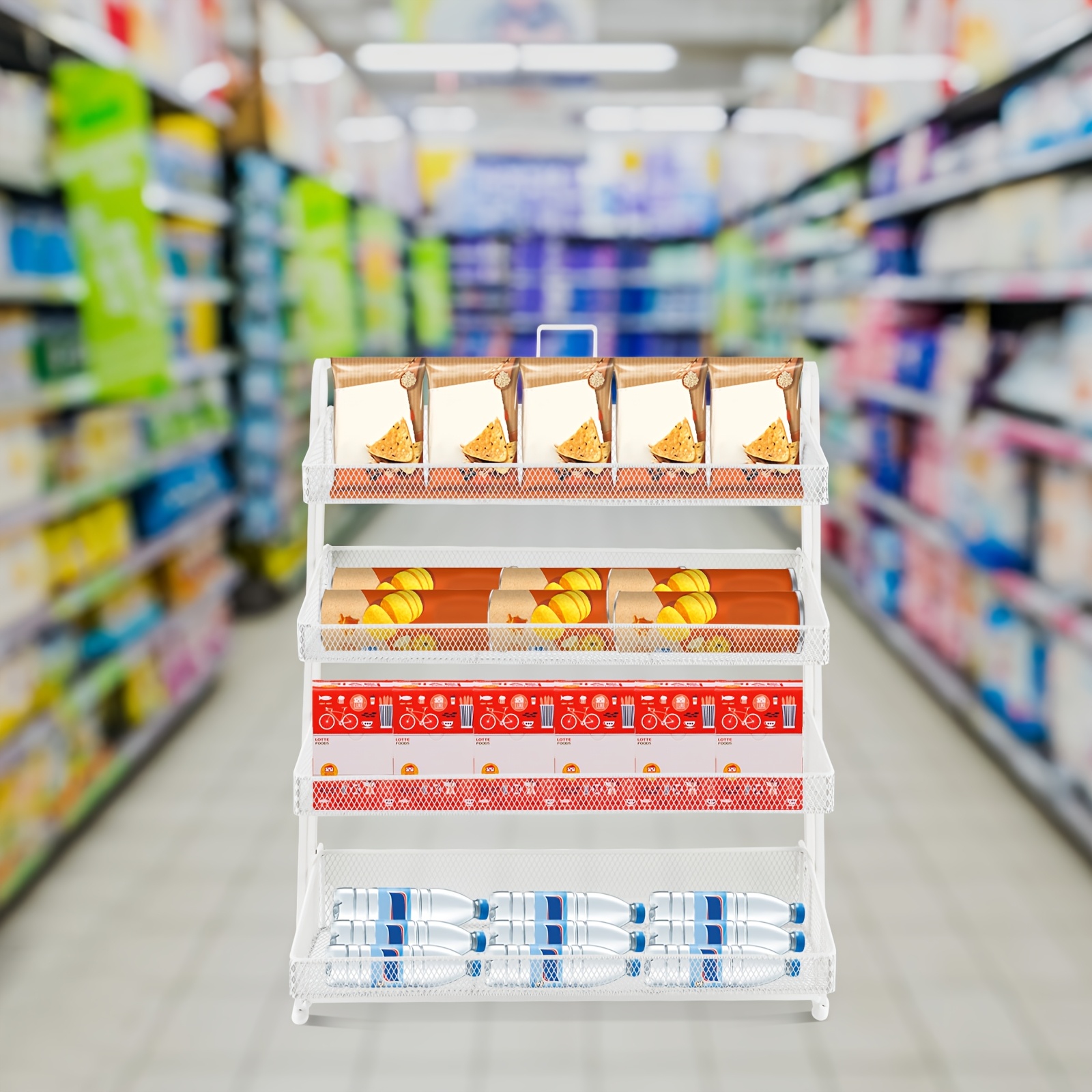 4 Tier Retail Snack Candy Display Rack Stand Display Organizer Basket Holder