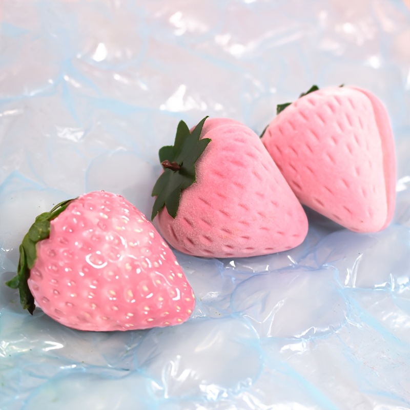 Cute Strawberry Jewelry Box for Rings, Plush Gift Packaging