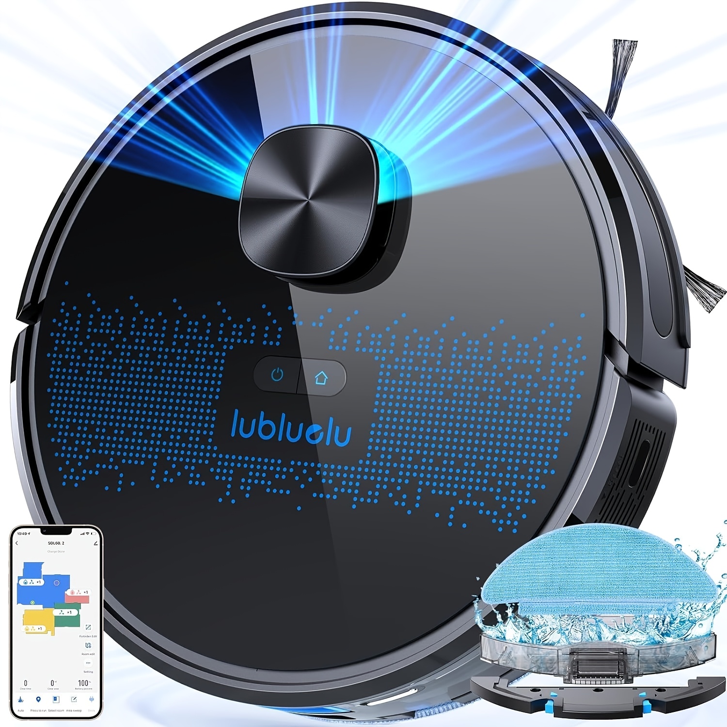 Lubluelu SL60D Robotski Sesalnik 5500Pa, 3v1 Robotski Sesalnik in za Brisanje, 5 Urejanljivih Zemljevidov, 10 Prepovedanih Območij,