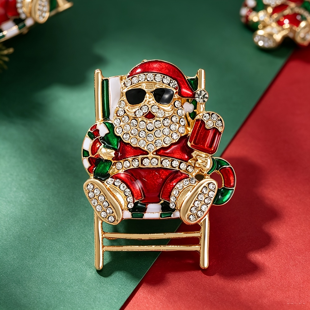 TEMU 1pc Solevdo Rhinestone Brooch Pin - Enamel Suitable For , Lapel Collar Pin With Rhinestone Suitable For Bags, Coats, Hats, Christmas Holiday