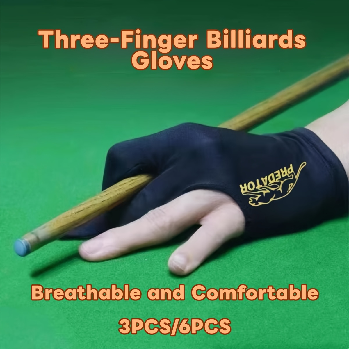 

Set Of 3/6 Black -finger Billiard Gloves, For The Left Hand, Soft And Comfortable With , Good , Suitable For Snooker, , And Nine-ball.