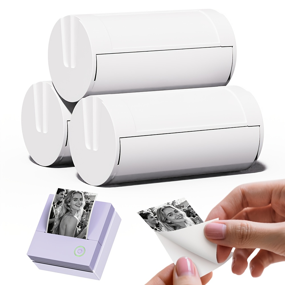 TEMU Pm290c Thermal Printer Label Paper - 3 Rolls White 54mm X 3.2m Self-adhesive Thermal Paper, Strong Adhesive Paper, Suitable For Notes, Photos,