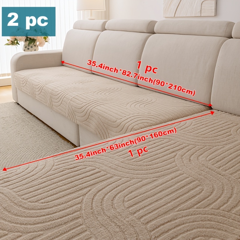 2pcs Plush Sofa Cushion, Pet Sofa Cover, Delicate And Soft Plush, Anti-slip Protection Sofa -