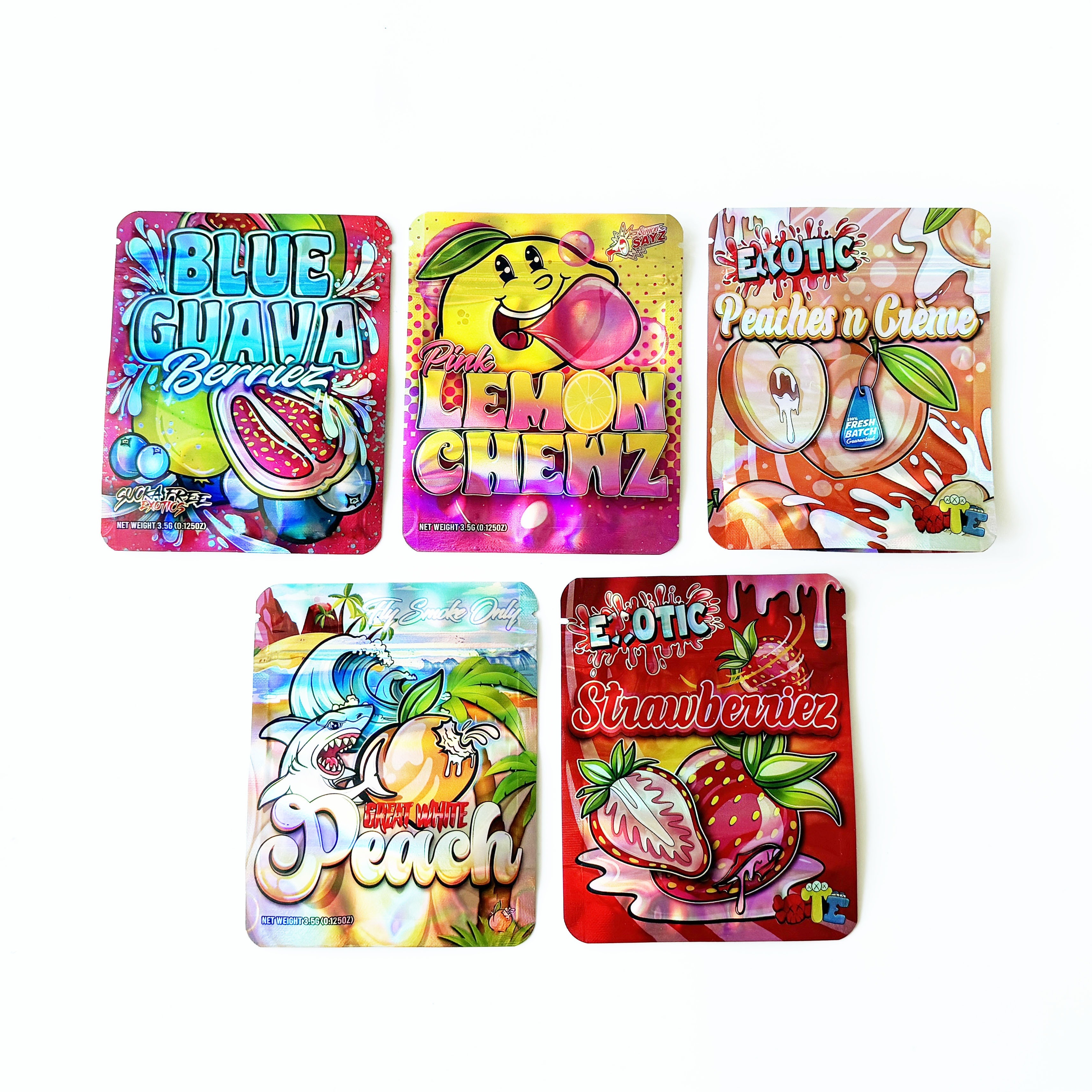 

50/100pcs 3.5g Bags Candy Bags 3.5 Bag Mylar Bag, Style 15, Zip Lock Bags, Resealable Ziplock, Candy Bags, Gummies Bags Storage Baggies, Edible Packaging Bags, 5 Mix