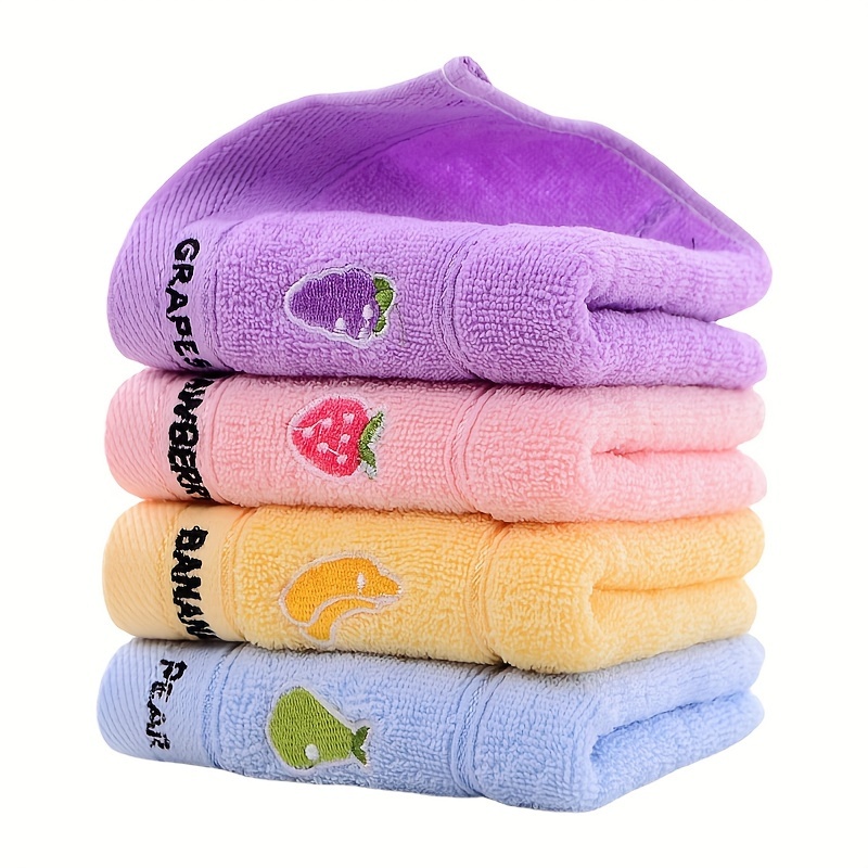 

4pcs Of Mixed Color Lovely Towel Cartoon Embroidered Towel Bright Absorbent Small Towel, Thanksgiving