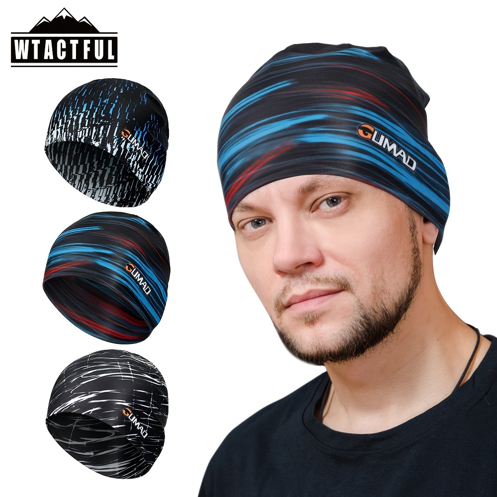 

1pc Wtactful Winter Beanie Hat For Men - Windproof Outdoor Headwear For Skiing, Cycling, Running - Knit Fabric, 100% Textile Material, Hand Washable - Gift, Black