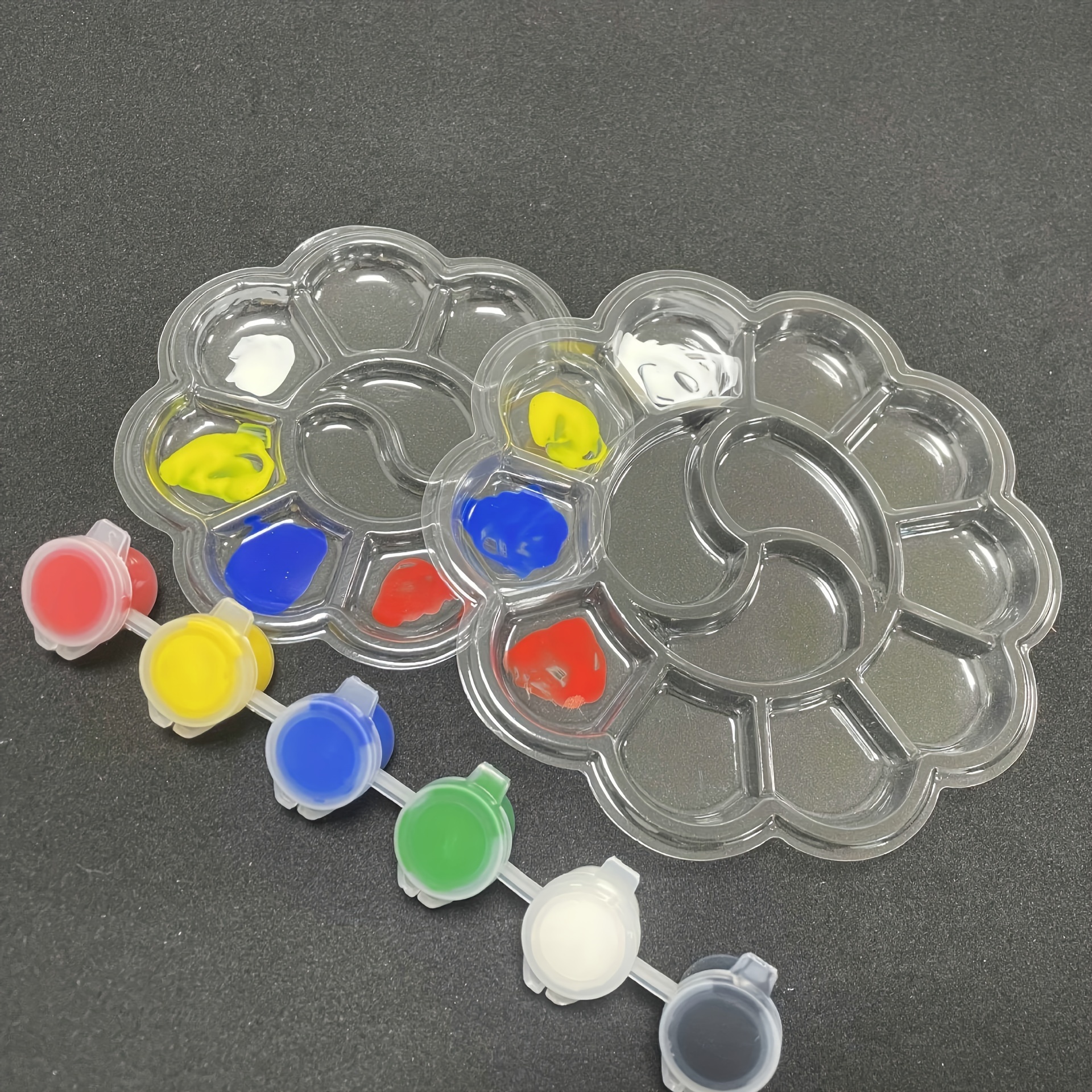 12pcs Transparent Plastic Paint Palette - Art Mixing Trays For Acrylic ...