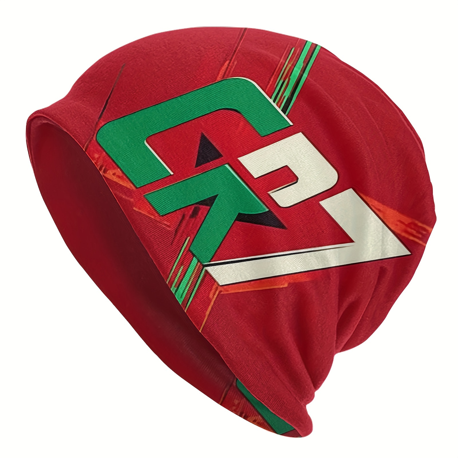 

1pc Cr7 Inspired Red Brimless Hat, Funky Style Polyester Beanie With Slight Stretch, Soft Non-woven Fabric, Unisex Thin Cap, Ideal Gift For Men And Women