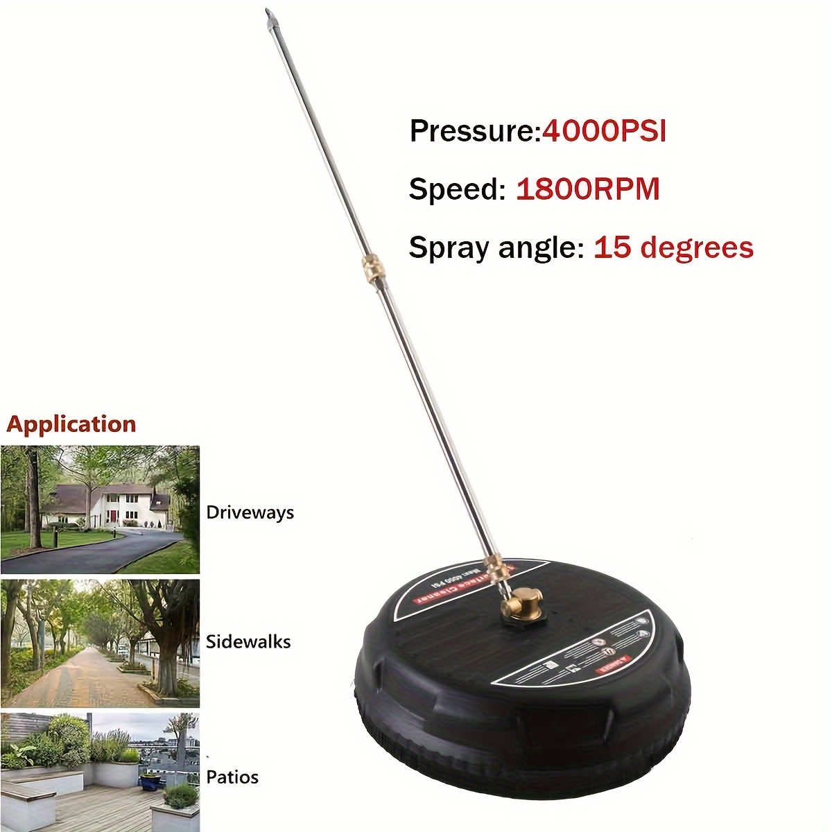 Aazon.co : 15 Pressure Washer Surface Cleaner with 4 Wheels - Coated