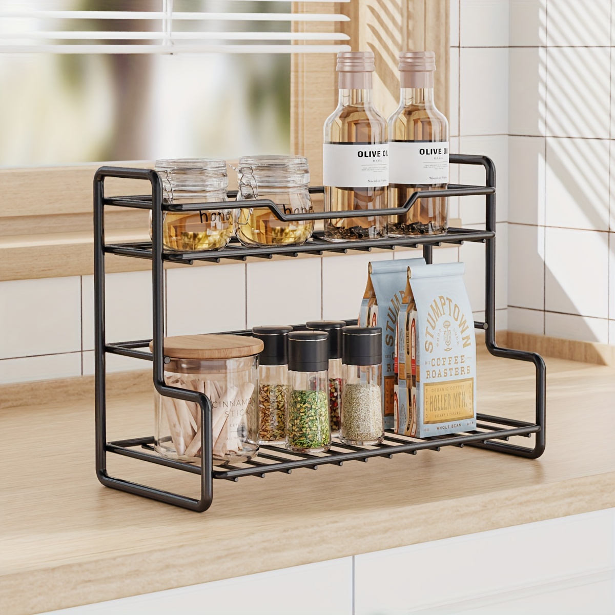 

Cast Iron Countertop Ladder Shelf - Bathroom Organizer Rack For Toiletries And Accessories - Durable Metal Storage For Home Essentials