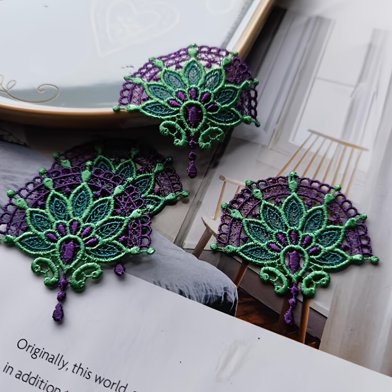 10 Water-soluble Embroidered Small Fan Flower Cloth Stickers Clothing Decoration Patch Patches