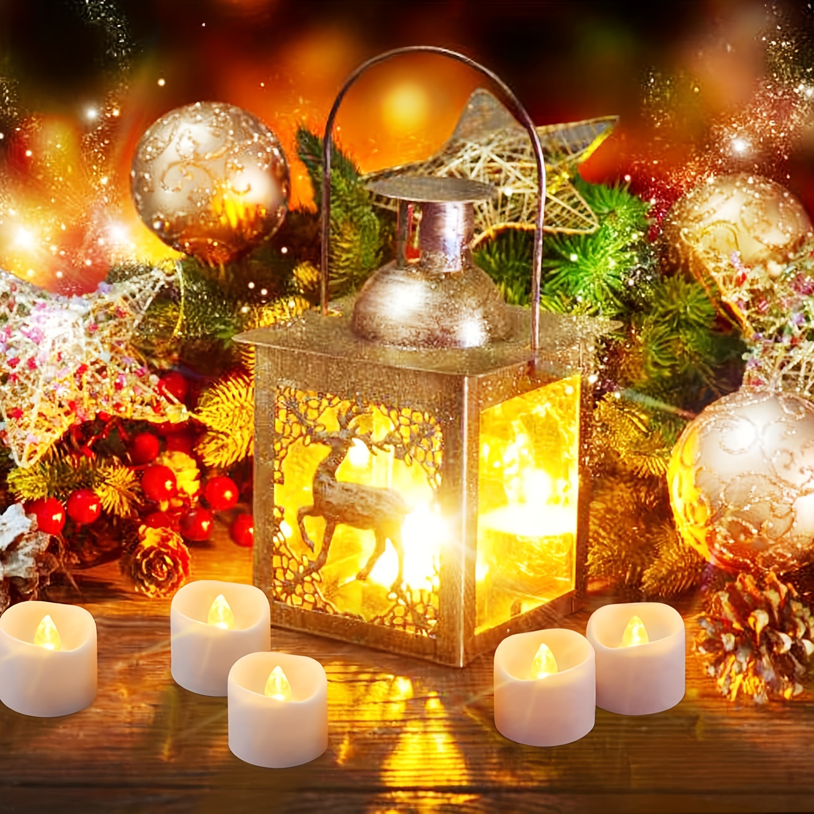 6/12 stück weihnachts teelichter timer flackernde