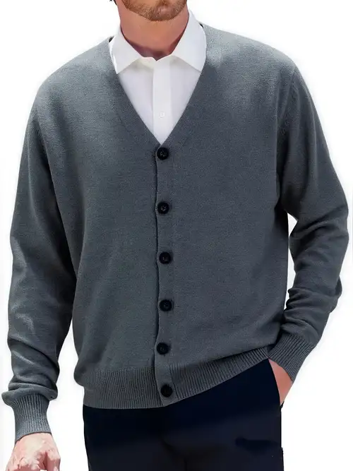 men's casual v-neck cardigan sweater - solid color with side pockets, regular fit spring/fall layering essential for everyday & semi-formal wear, sweater cardigan - men's clothing - Temu United Arab Emirates men's casual v-neck cardigan sweater - solid color with side pockets, regular fit spring/fall layering essential for everyday & semi-formal wear, sweater cardigan - men's clothing - Temu United Arab Emirates