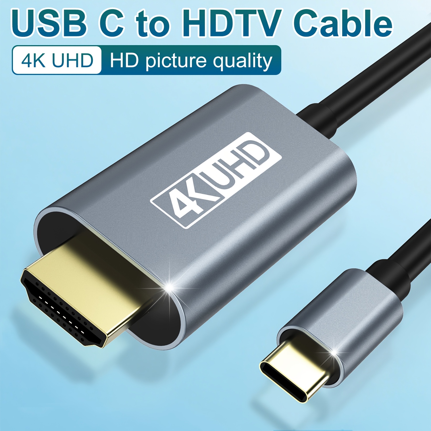 6 láb usb c-ről hdtv kábel [4k nagysebességű], usb type c-ről hdtv kábel   irodához, thunderbolt 3/4 kompatibilis iphone 15 pro/max,  /air 2023, ipad pro,  , galaxy,   készülékekkel