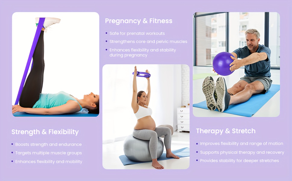 Set of 13 Purple Pilates And Yoga Tools | Professional Training Package | Enhances Core Strength And Flexibility | Home Workout Gear, Yoga Kits for Women, Pilates Equipment for Home Use.