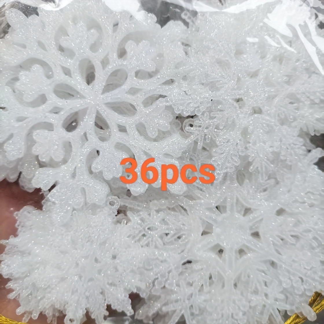 36 Sparkling Snowflake Ornaments, Christmas Tree Decorations, Christmas Window And Door Additions