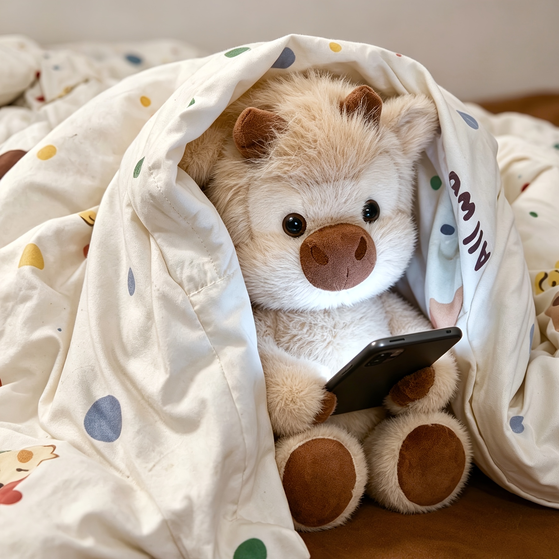 Image of Kawaii Running Stuffed Animal Soft Plush Toy Cute Light Brown Furry Pet Running Scottish Highland Plush Toy Valentine's Day Easter Christmas Halloween And Birthday Popular Gifts For