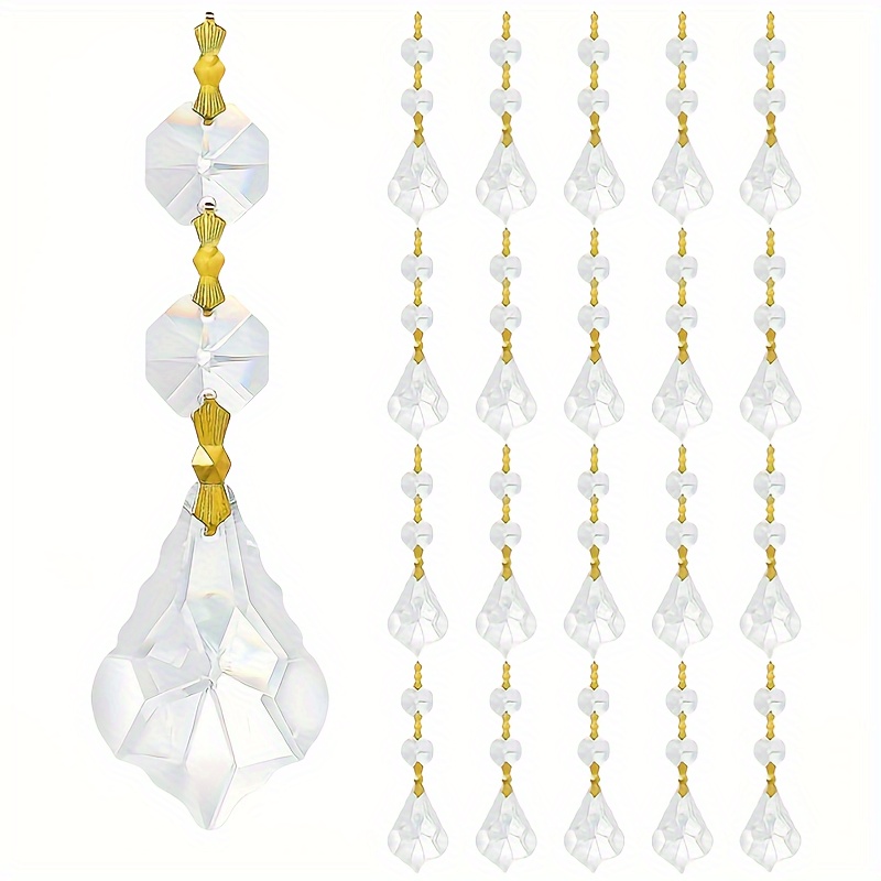 20pcs Elegant Crystal Chandelier Pendants - Christmas Tree, Wedding & Party Decorations, Crystal Chandelier