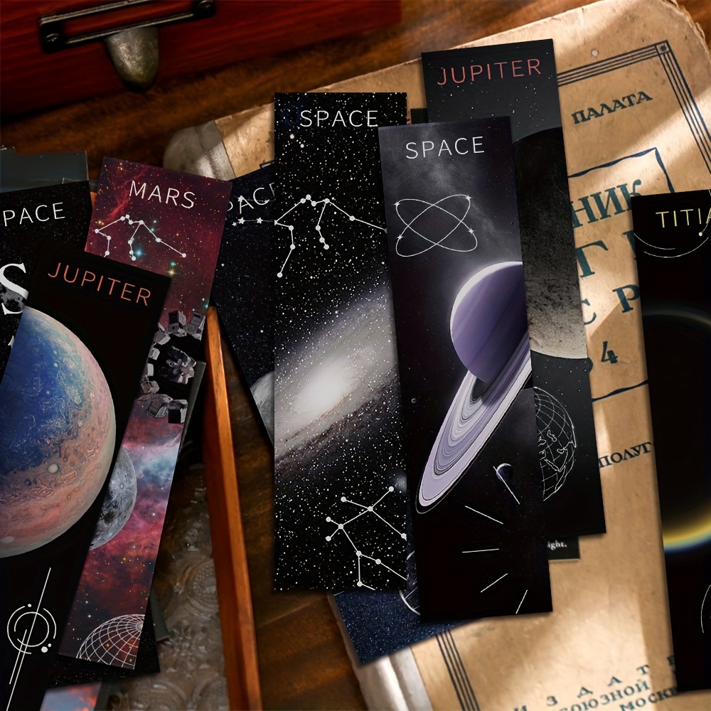 

30pcs Space And Astronaut Planet Themed Bookmarks - Premium Paper Literary Book Decoration And Reading Marking Cards For Book Lovers - Universal Space Bookmarks Set