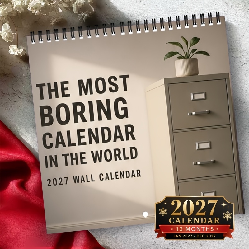 TEMU Lerarenkalender en Planner, 1 stuk, 2027 's Werelds Saakrijkste Kalender, Wandkalender, 12-Maanden Draadspiraal Hangkalender, Minimalistische