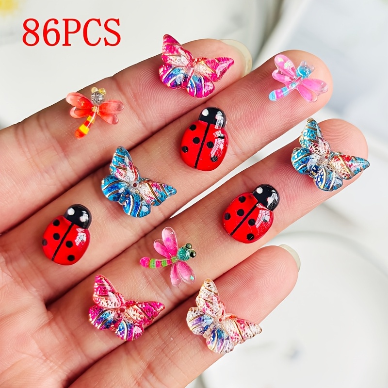 Mini Resin Butterfly & Beetle Decorations for Nail Art & Crafts