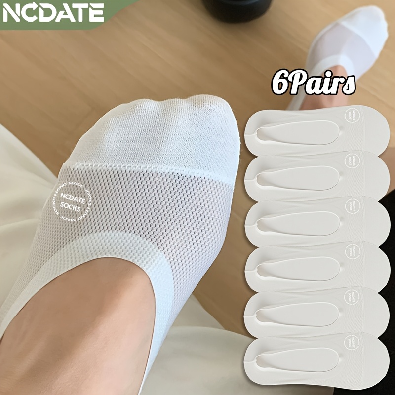 Image of 6 Pairs Of Spring And Summer Men's And Women'- High-quality Seamless Socks - Lightweight, Breathable Mesh Fabric, Soft With Good Elasticity, Towel Bottom For Sweat Absorption, Sweat-resistant