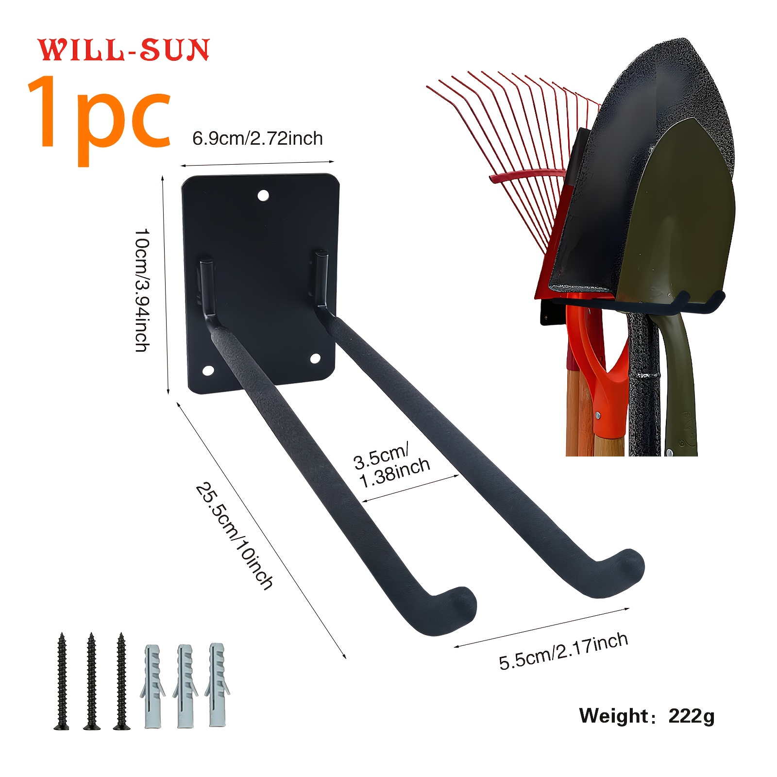 TEMU Large Heavy-duty Garage Hook, Garage Storage Hook, Practical Wall-mounted Hook, Suitable For Power Tools, Yard, Car Tires, Tools, Ladders,