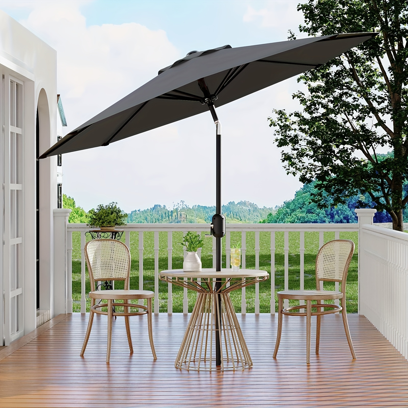 10 ft aluminum pole cantilever solar patio umbrella Best Choice Products 10ft 360-Degree Solar LED Lit Cantilever Patio Umbrella, Outdoor Hanging Shade main image 1