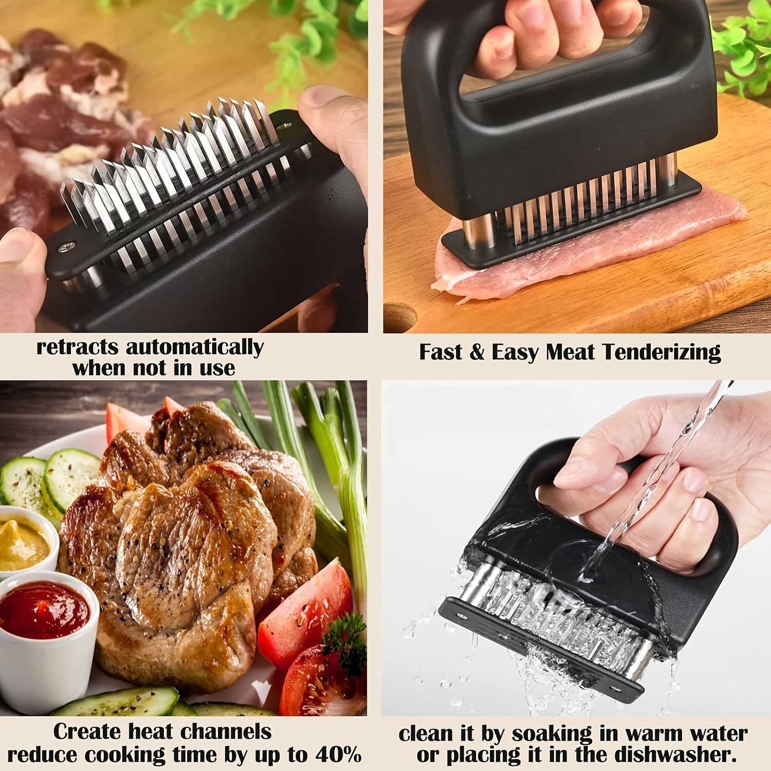 

Meat Tenderizer Tools With 48 Stainless Steel Blades Cooking For Your Kitchen