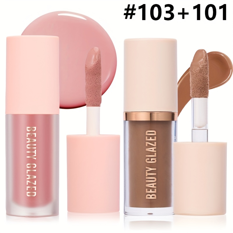 Image of 2pcs/set Liquid Contour Makeup Set, Shades With Bronzer And Blush, Non-greasy Long-wear Face Contouring, Easy To Sculpt And Create A Lightweight Finishing Makeup
