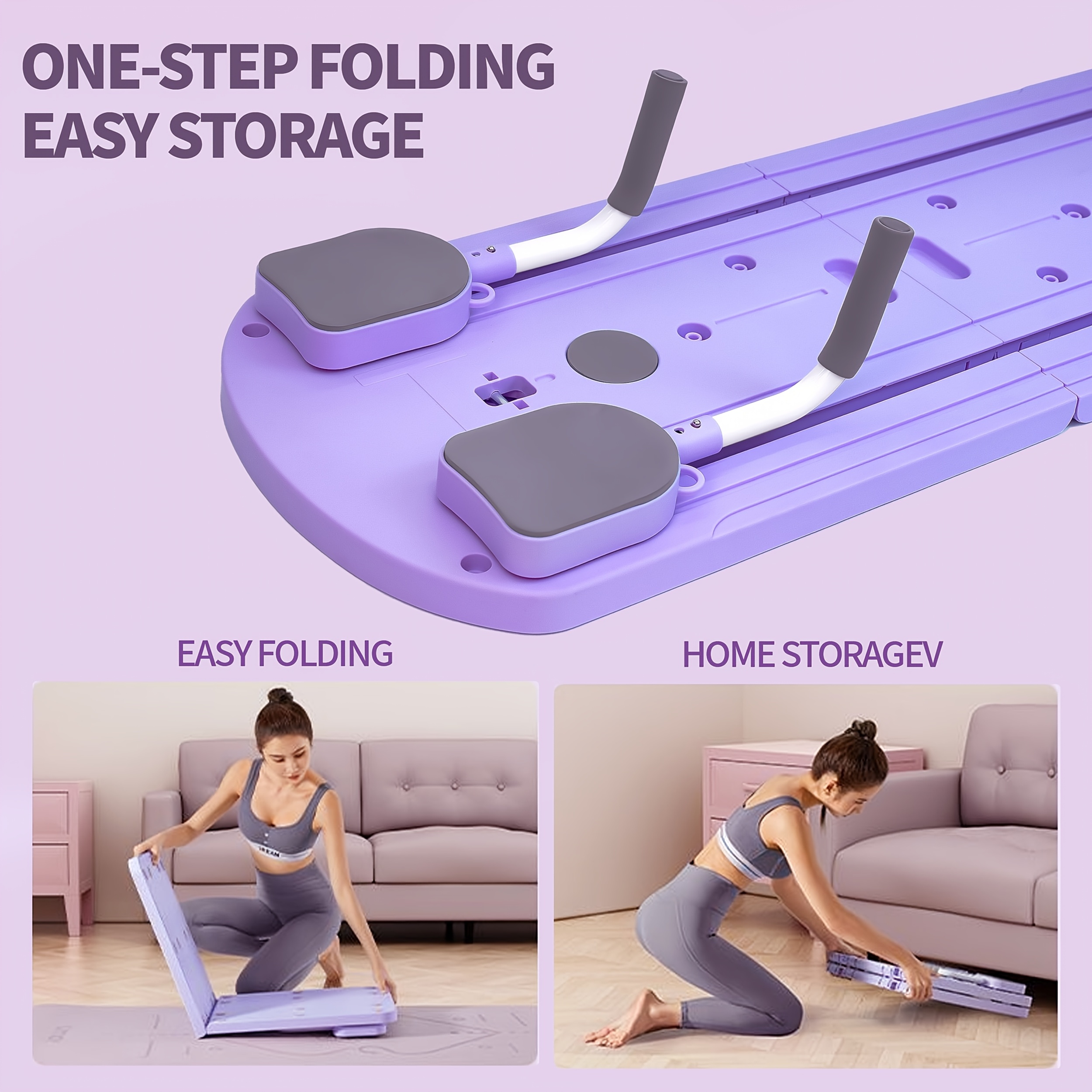 1pc 8-in-1 Multifunctional Foldable Pilates Board - Full-Body Workout Platform with Core, Hip, Leg, Arm Exercises - Compatible with Resistance Bands (Home Gym Equipment) - Space-Saving Foldable Design, Non-Slip Surface - PP Material for Stability - Ideal for Beginners, Advanced, Men & Women - Perfect Gift for Women's Day, Housewarming - Purple Fitness Trainer, Gym Accessories, Educational Fitness Gear, Core Training, Compact Design, Stable Base, Beginners Workout