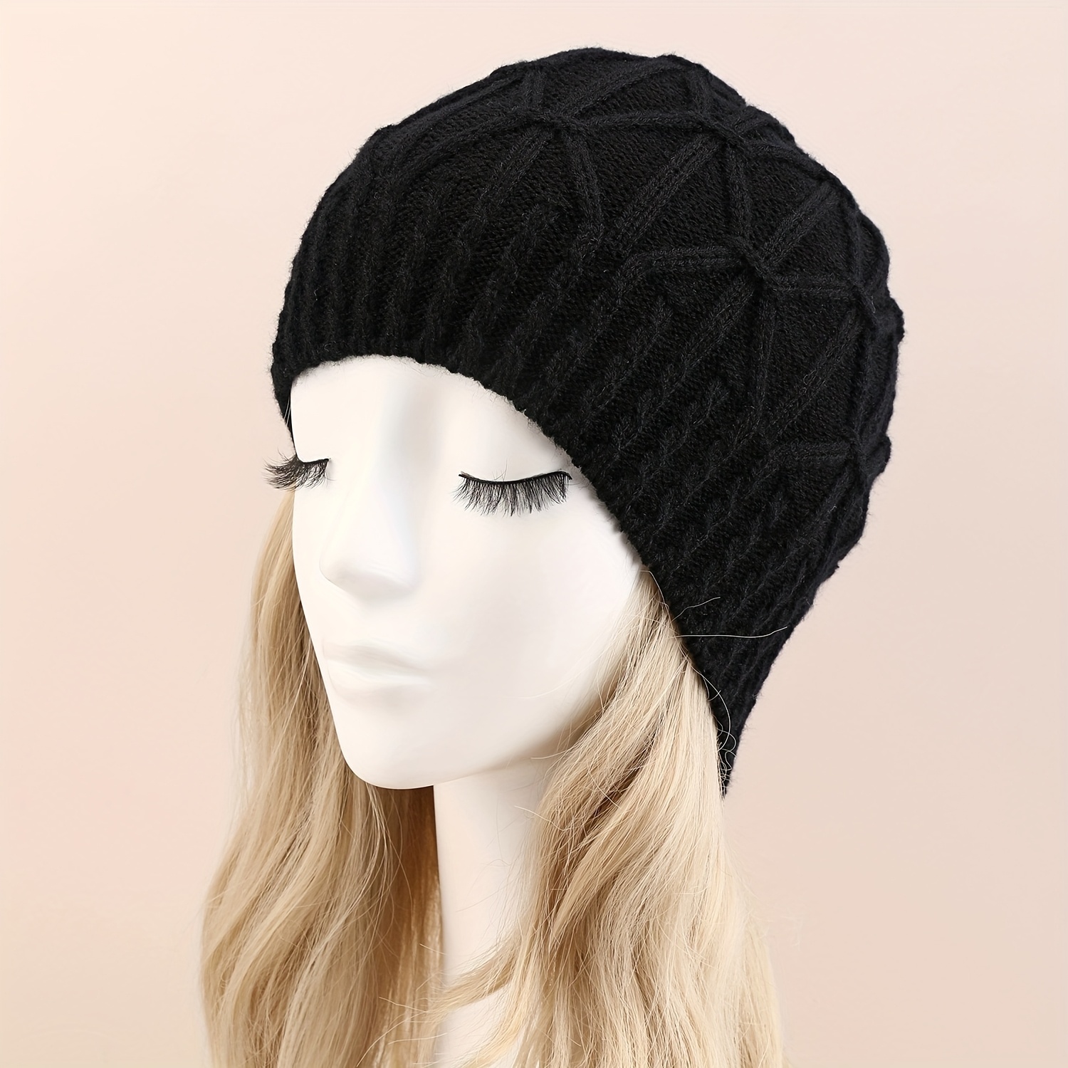 Unisex Single-Layer Cable Beanie, Windproof Ear-Protecting Hat