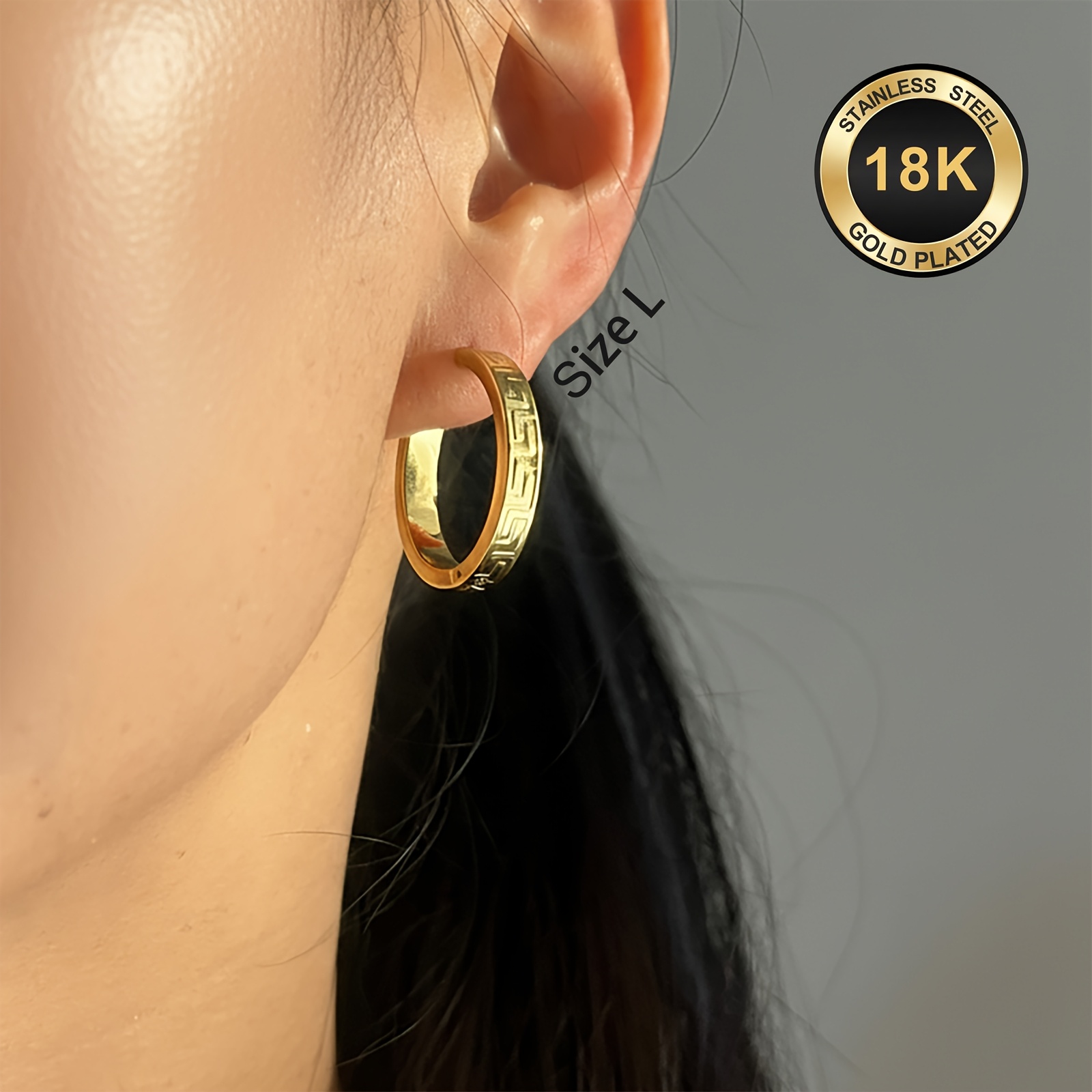 E-shop Elegante 18K vergoldene Edelstahl-Hoops | 14mm, hypoallergener 316L-Stift, verschleißfest, lichtecht, klassischer, unisex-Schmuck für , Urlaub