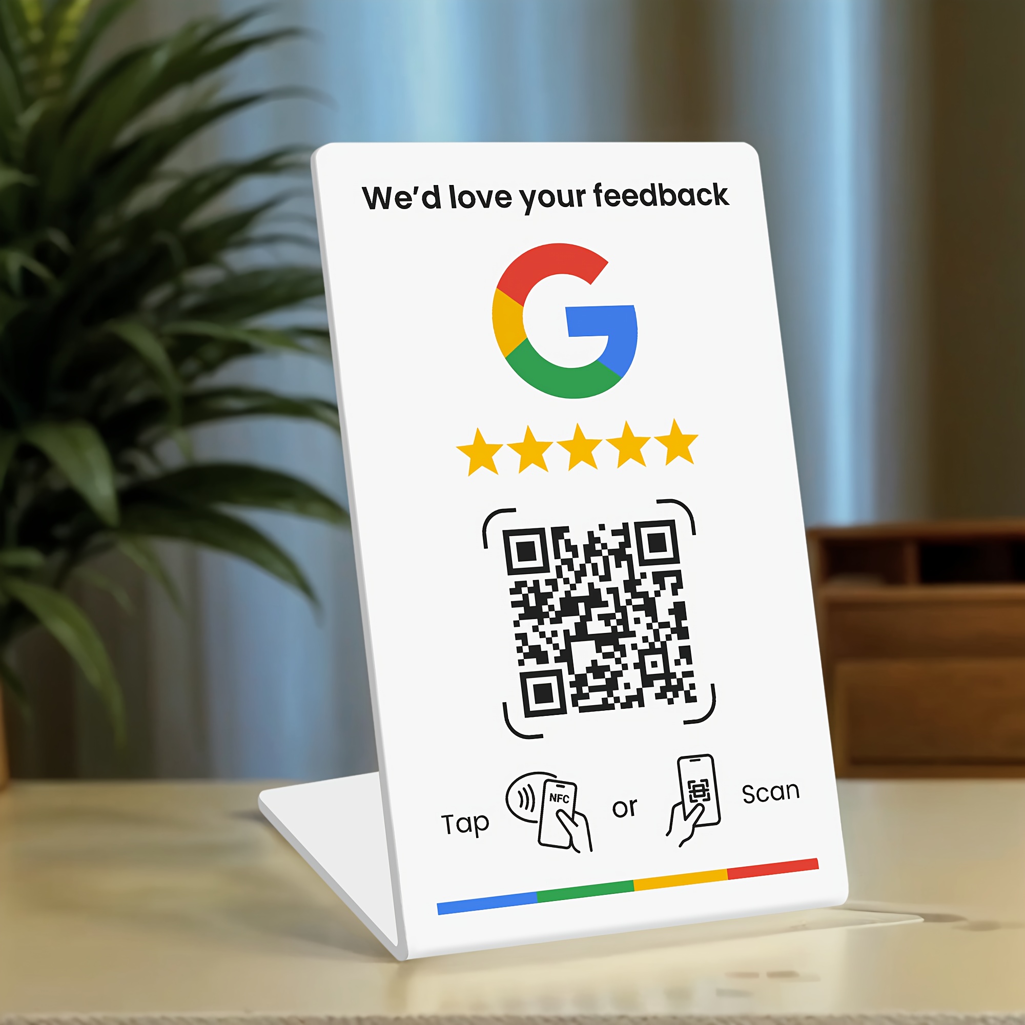 TEMU Espositore per recensioni aziendali | Tap NFC per recensioni e codice QR | Facile configurazione per la gestione dei link delle recensioni |