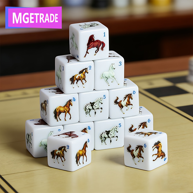 E-shop MGETRADE 12er Set Pferde Würfel - Geeignet für Rollenspiele und Familienspiele, auch ein tolles Geschenk für Thanksgiving und Weihnachten, ein