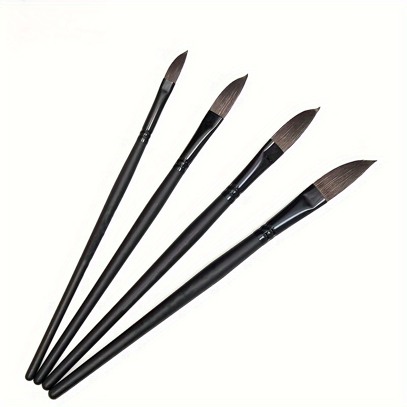 

Professional Watercolor Paint Brush Set #1-#4, Shape, Imported Nylon Bristles, Wood Handle, Metal , , Soft Tips, For , Gouache, Oil & Acrylic Painting - Artist'