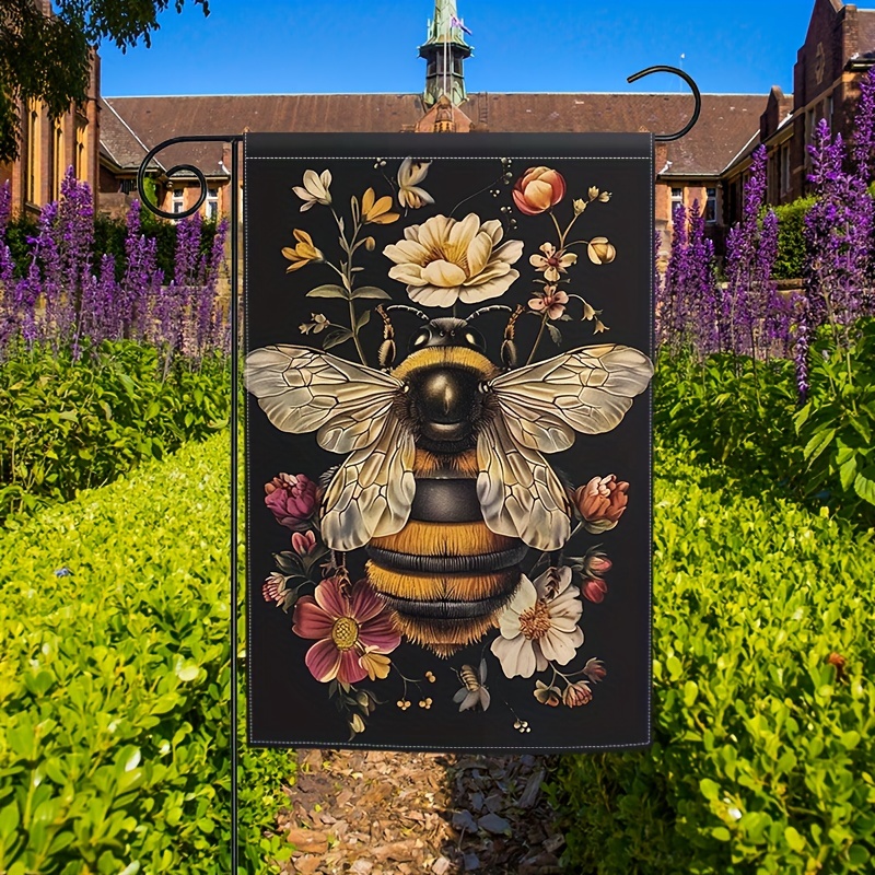 

1pc, Bee Garden Yard Flag, Home And Outdoor Decor For Lawn, Patio, And Garden, No Flagpole