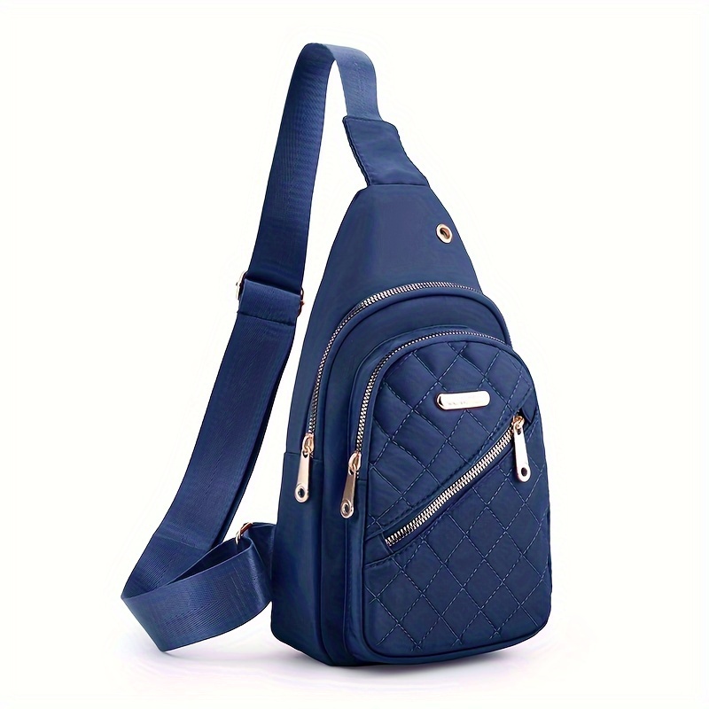 TEMU 1pc, Chic Quilted Crossbody Sling Bag For Women, Casual Nylon Chest Pack, Versatile Shoulder Bag With Storage, Ideal For Travel, Commuting & Cycling