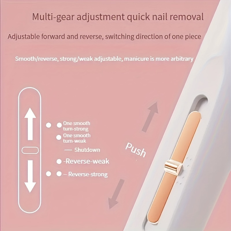 portable nail file electric nail drill with 5 attachment drill bits usb charge with led light adjustable   for manicure and nail kit care tool details 5