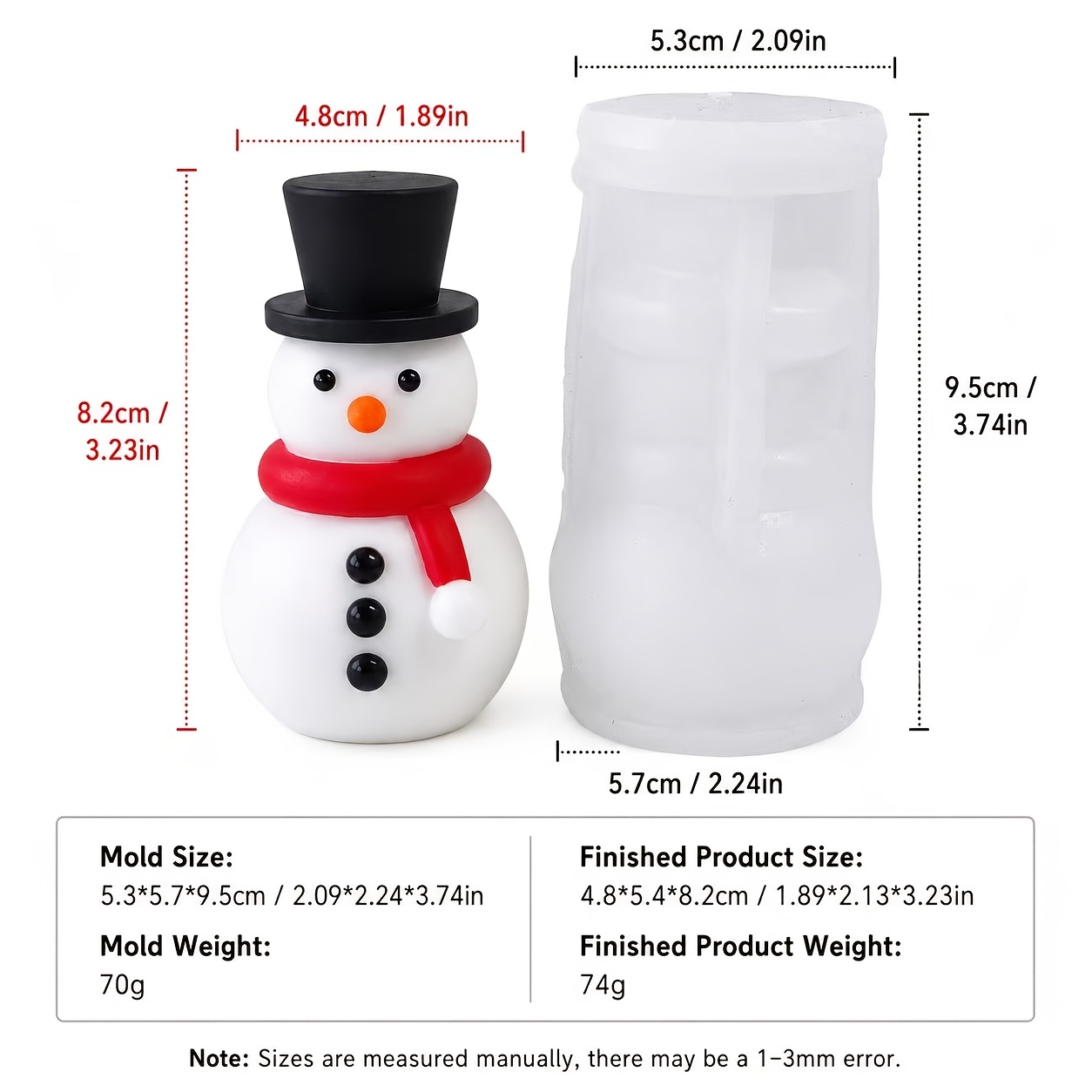 TEMU Moule en souple et démontable réutilisable à 1 cavité, 1 pièce, adapté pour bougies de Noël de neige DIY, artisanat en plâtre, pierres de