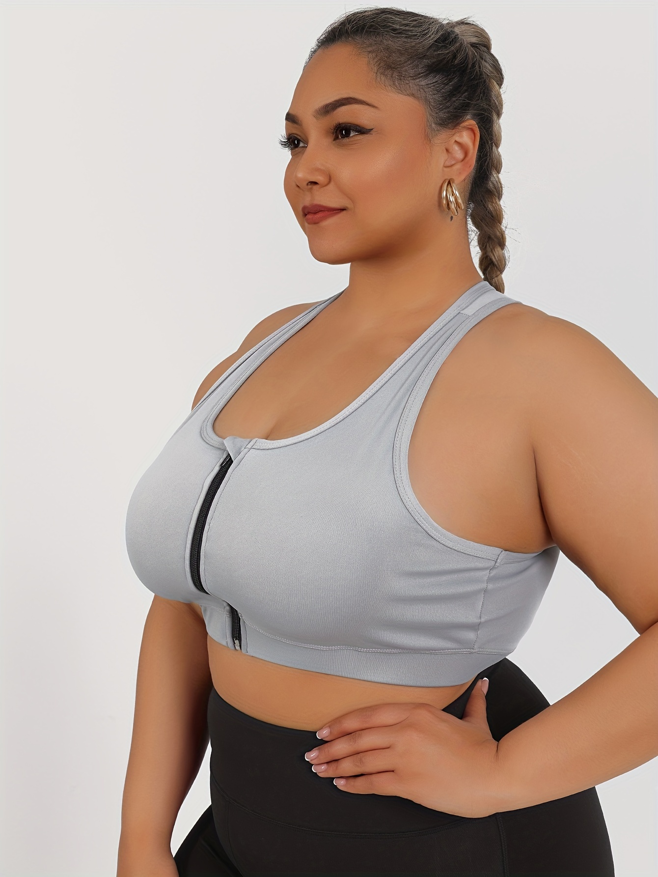 Women's High-Impact Sports Bra with Zipper Front Closure, Removable Pads & High-Elasticity Fabric - White Yoga Running Gym Bra for Workouts, Machine Washable, Strapless Push Up Bra, Workout Support, Backless Design, Durable Sports Wear
