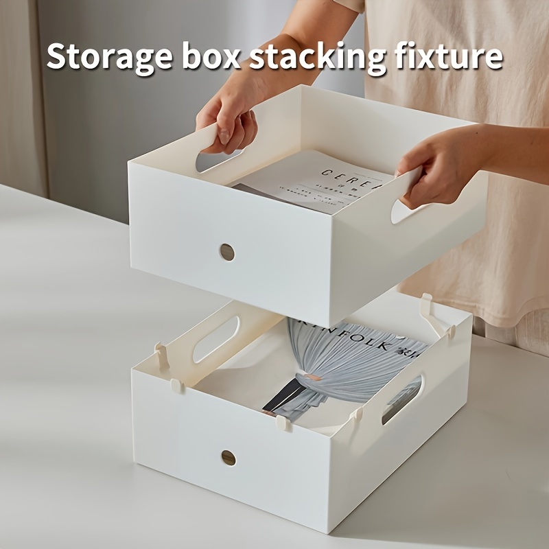 

Easy-install Stackable Storage Box Holder - Versatile Desktop & Kitchen Cabinet Organizer, Plastic, Desktop Organizer, Movable, Kitchen Cabinet, Angle Storage Box, Stacking Clips, Utility Hooks