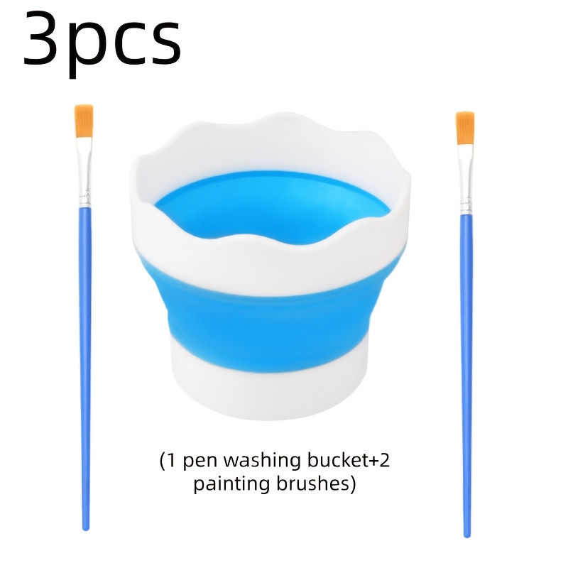 TEMU 3-pack Silicone Brush Wash Cups And Paintbrushes | Compact, , Soft And Durable, Easy To Clean, Suitable For Outdoor Sketching/studio/home Use,