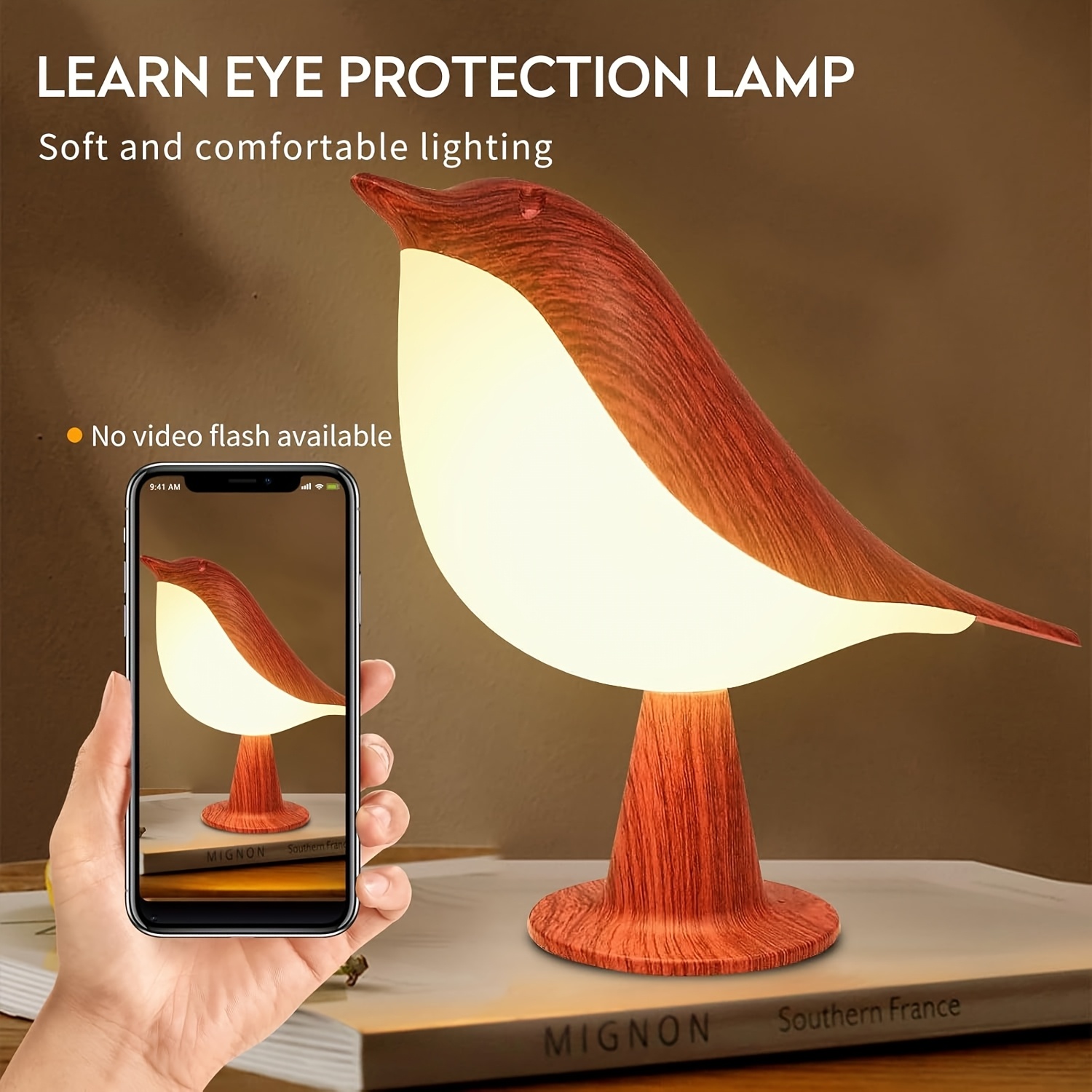 1个鸟形触摸灯，适合卧室使用，可调光无绳小夜灯，usb充电触摸感应控制台，情人节礼物，复活节装饰，完美礼物 商品详情 9